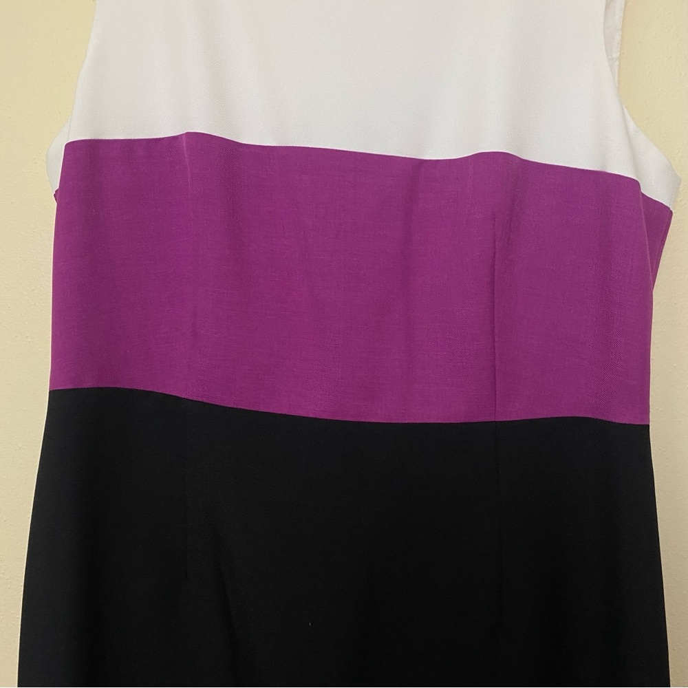 Black Label Elegant Color block Dress - Black, Purple, White. Sz 8-10. - Picture 5 of 14